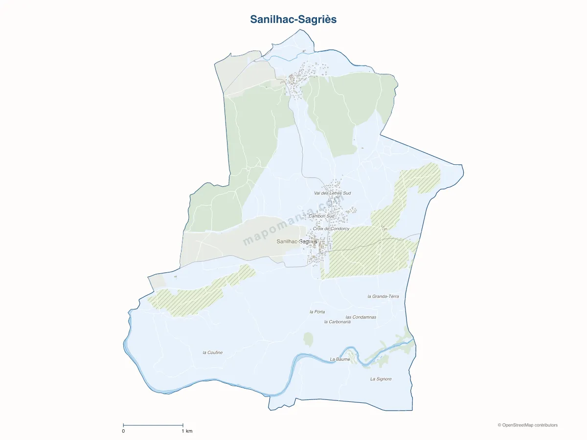 Carte de Sanilhac-Sagriès à personnaliser