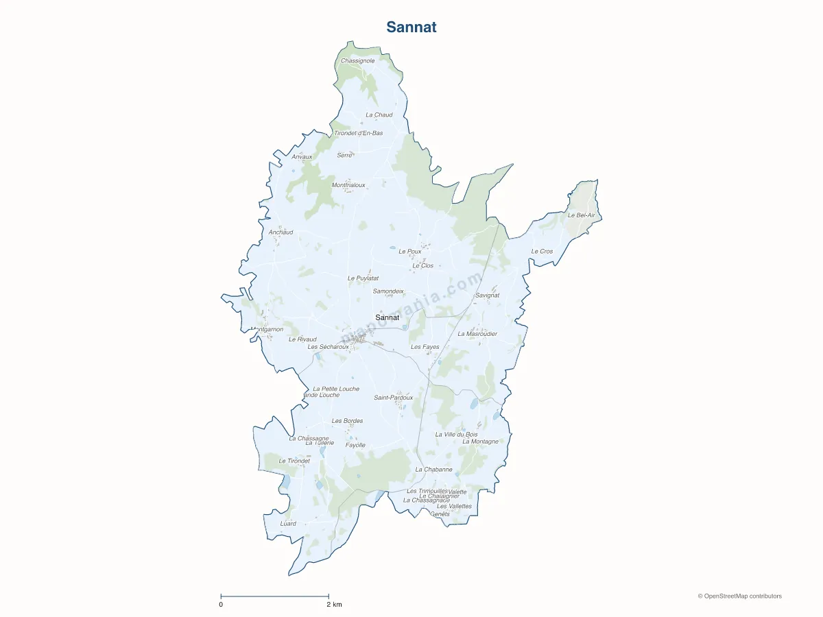 Carte de Sannat à personnaliser