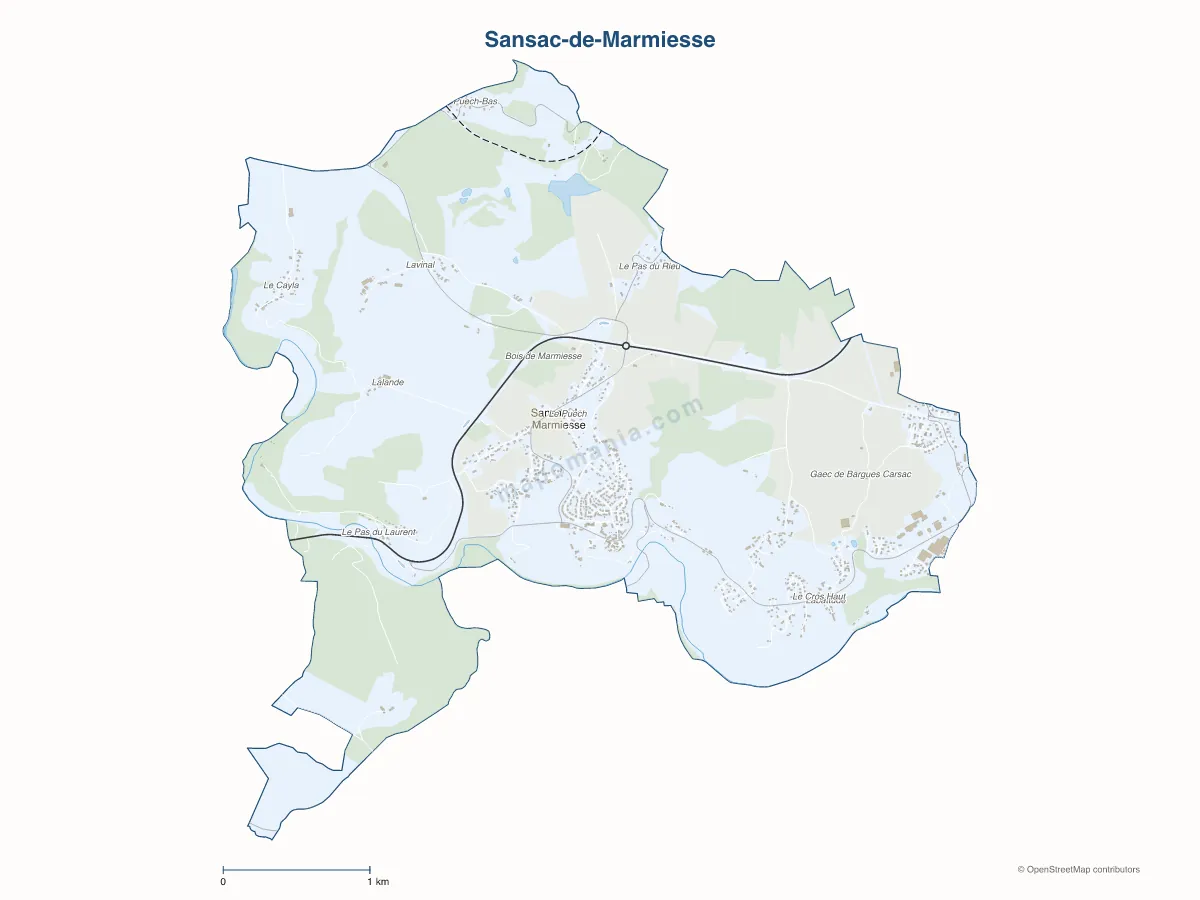 Carte de Sansac-de-Marmiesse à personnaliser