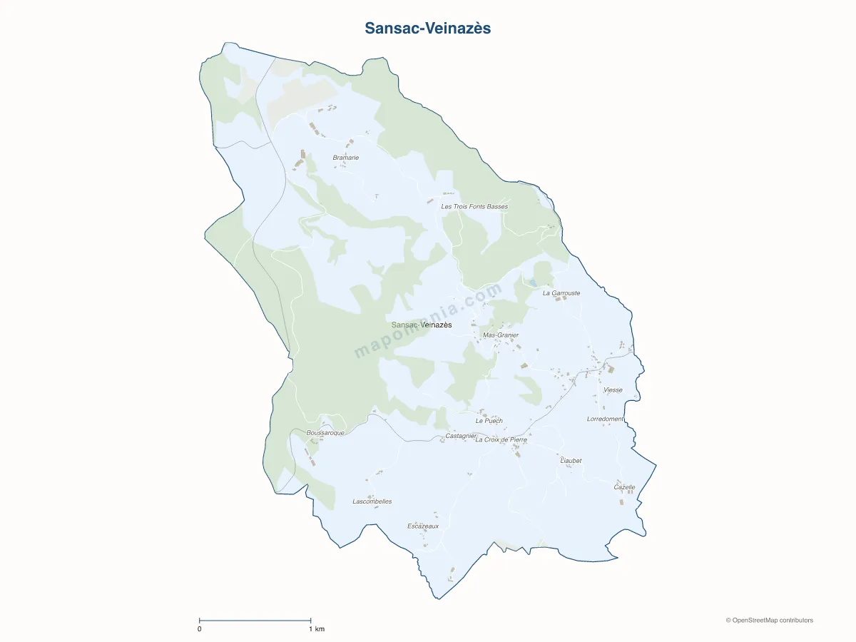 Carte de Sansac-Veinazès à personnaliser