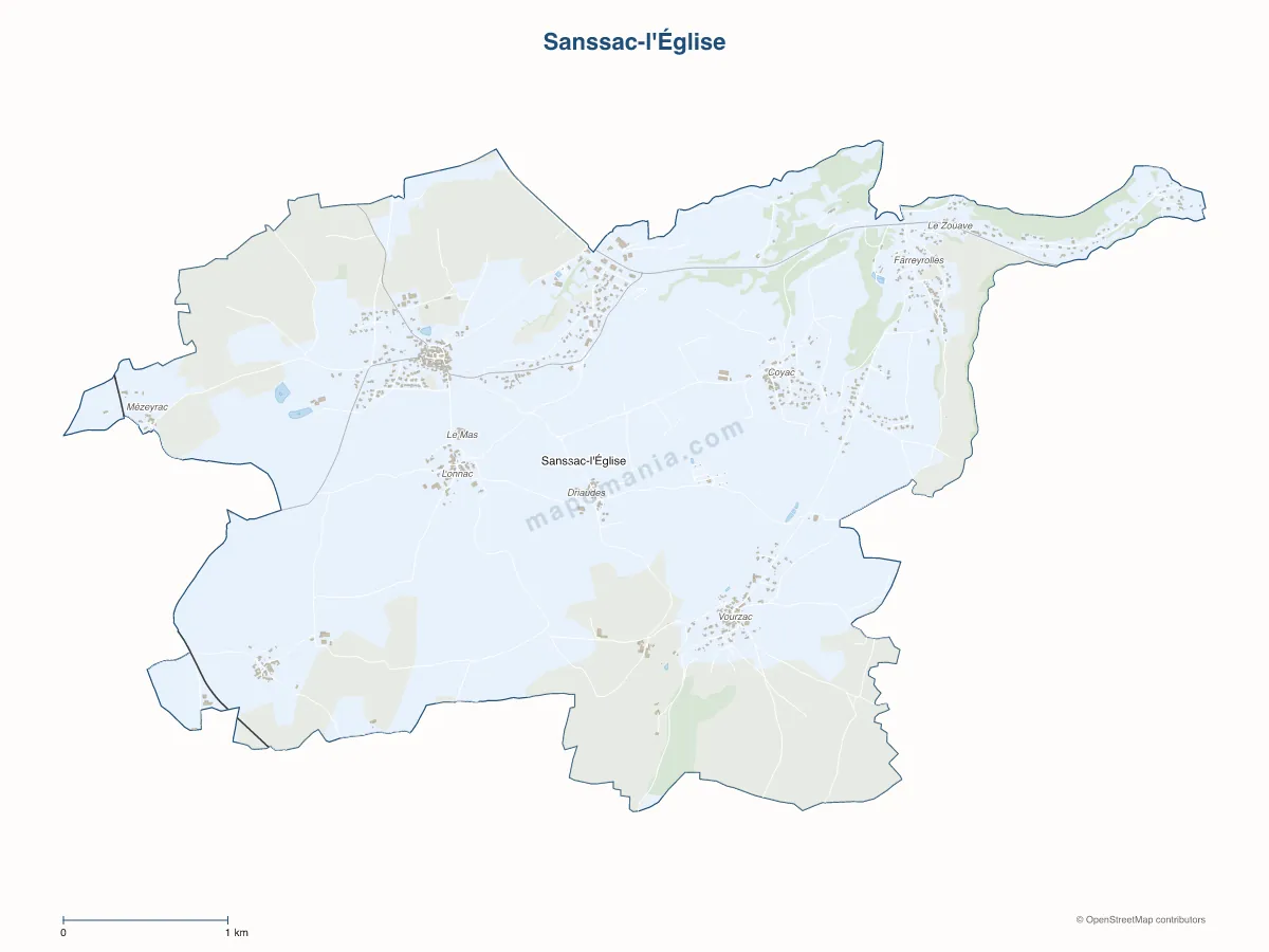Carte de Sanssac-l'Église à personnaliser