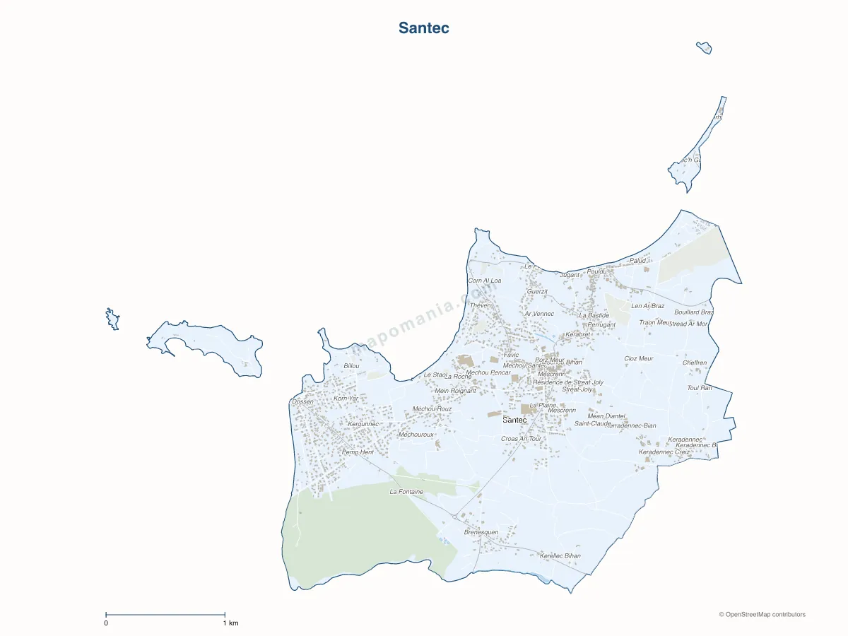 Carte de Santec à personnaliser