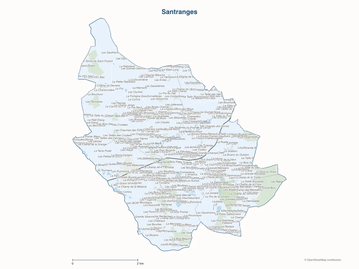 Carte de Santranges à personnaliser
