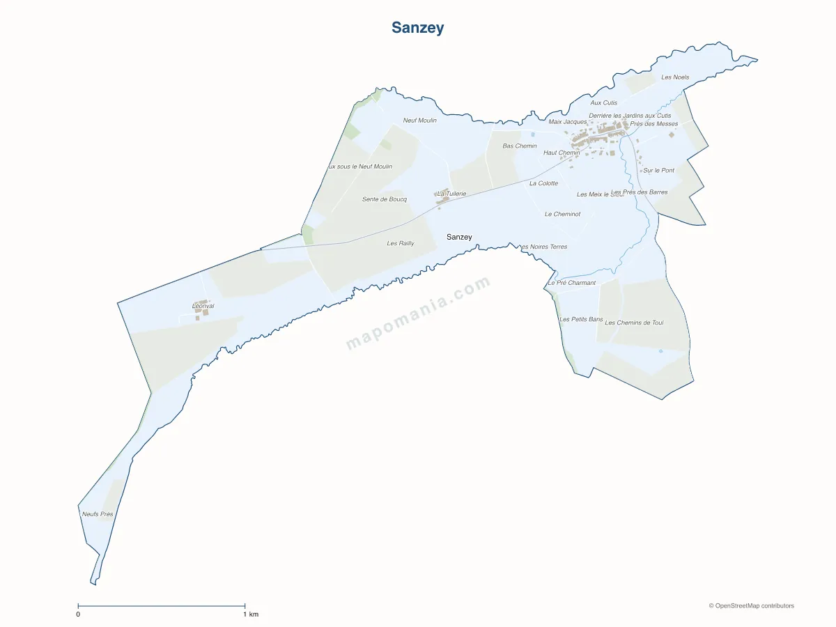Carte de Sanzey à personnaliser