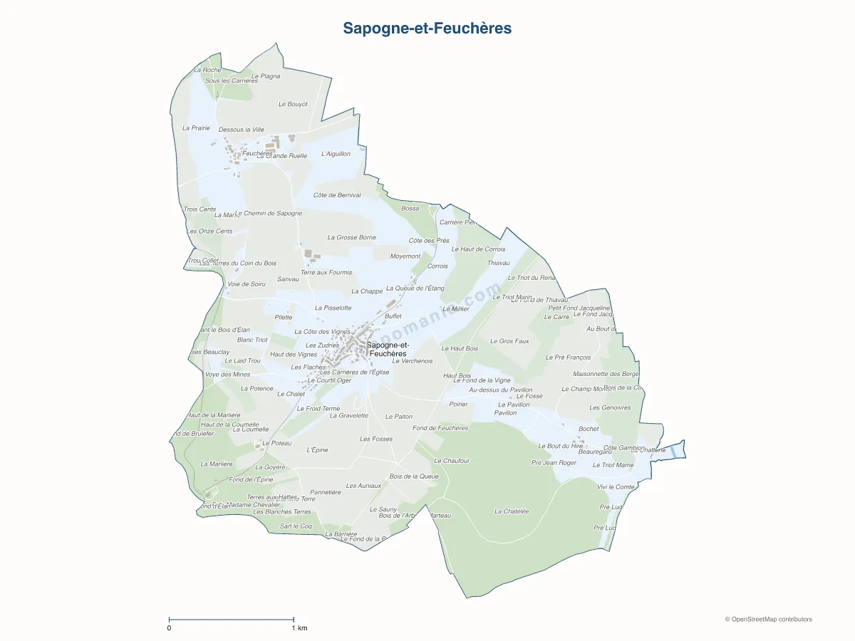 Carte de Sapogne-et-Feuchères à personnaliser