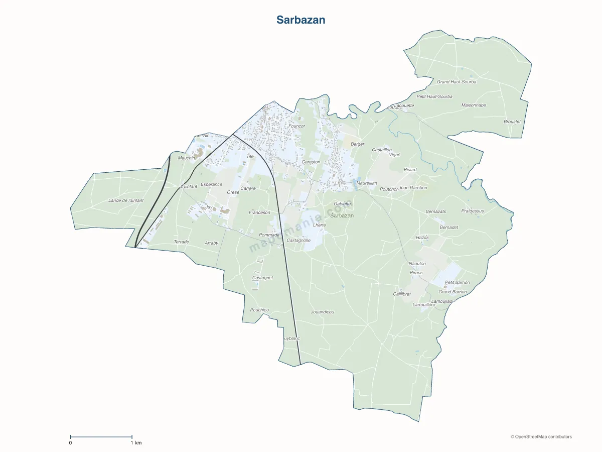 Carte de Sarbazan à personnaliser