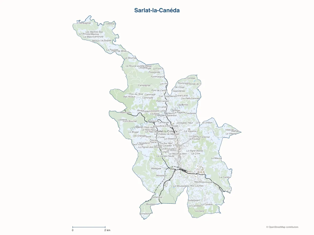 Carte de Sarlat-la-Canéda à personnaliser