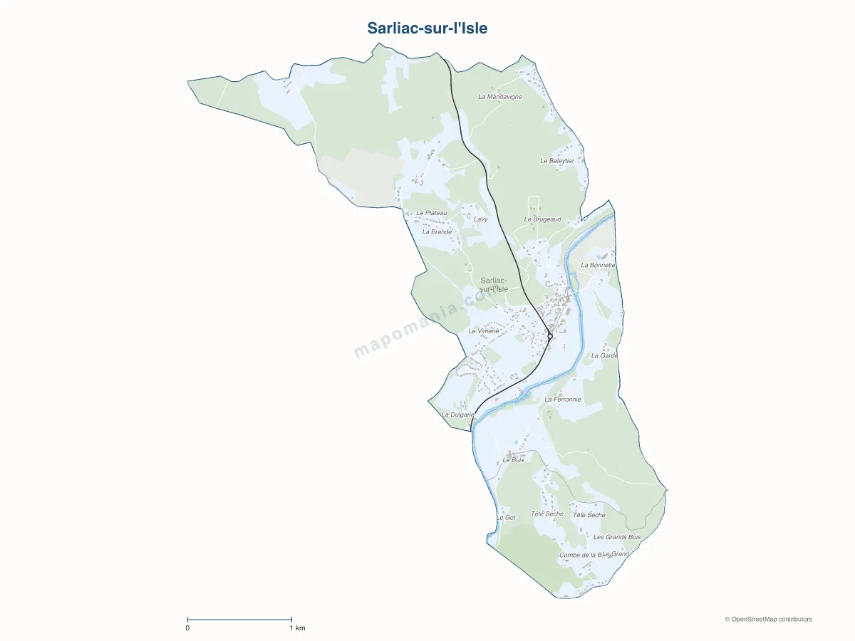 Carte de Sarliac-sur-l'Isle à personnaliser