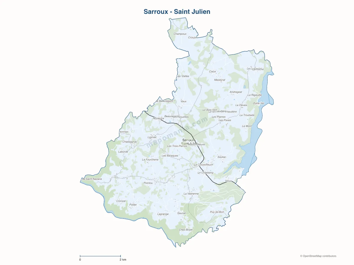 Carte de Sarroux - Saint Julien à personnaliser