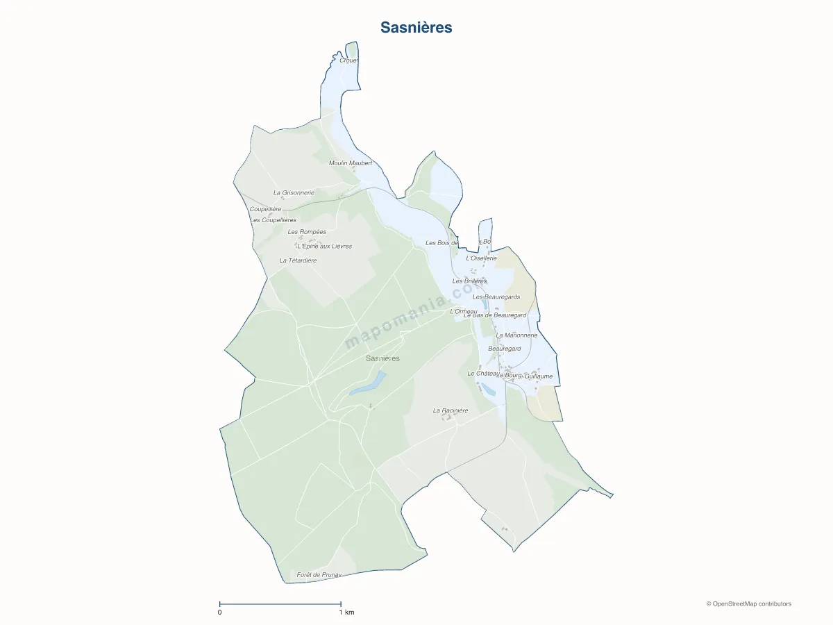 Carte de Sasnières à personnaliser