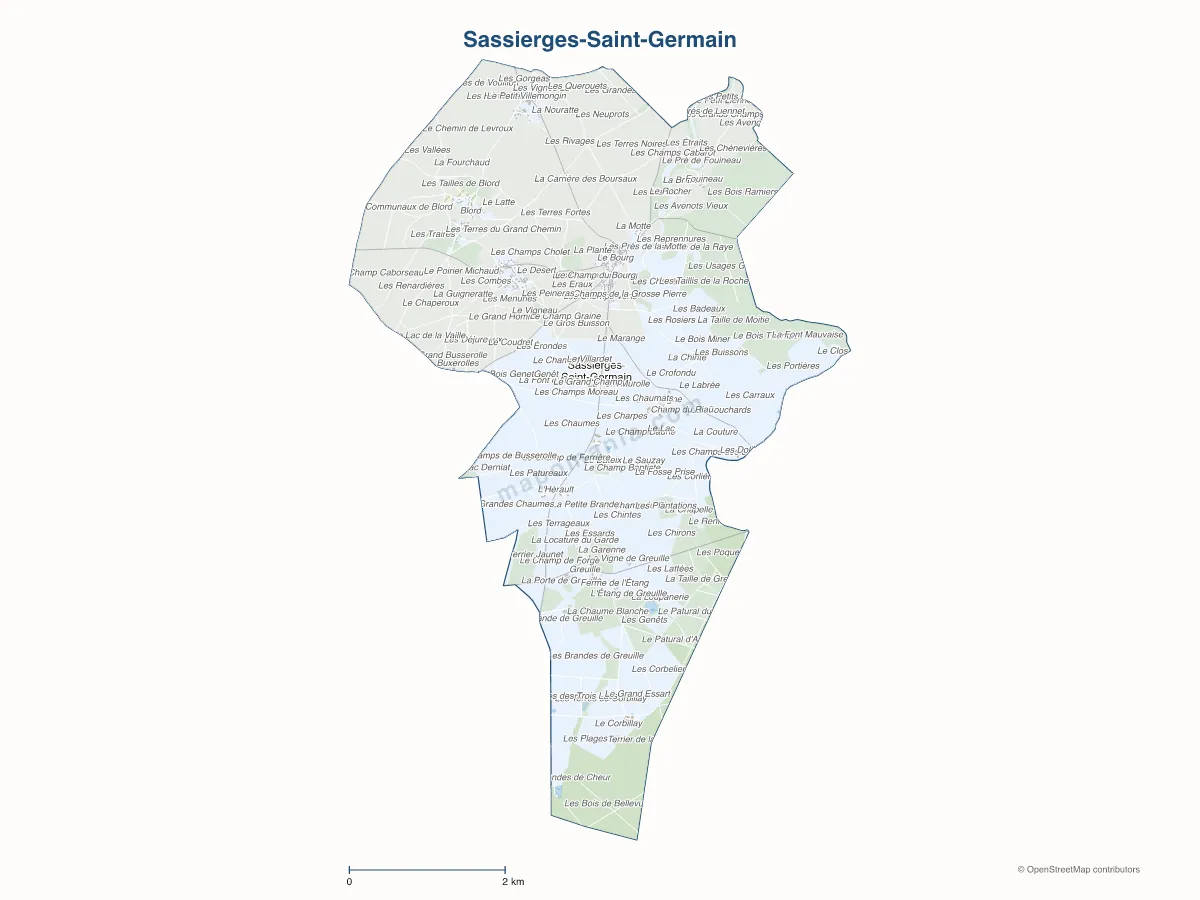 Carte de Sassierges-Saint-Germain à personnaliser