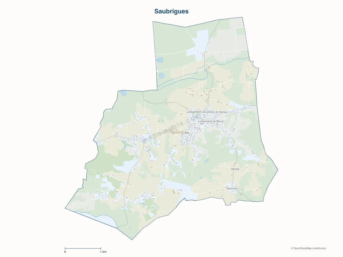 Carte de Saubrigues à personnaliser