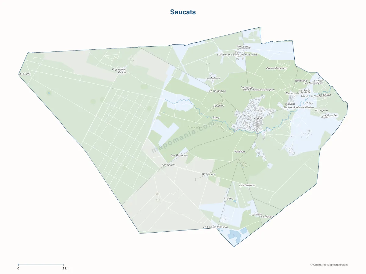 Carte de Saucats à personnaliser