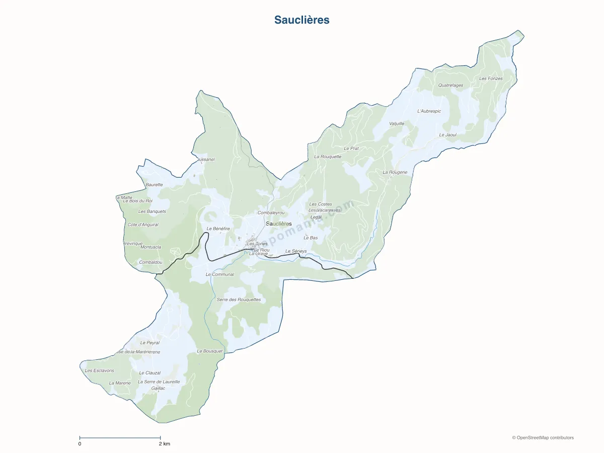 Carte de Sauclières à personnaliser