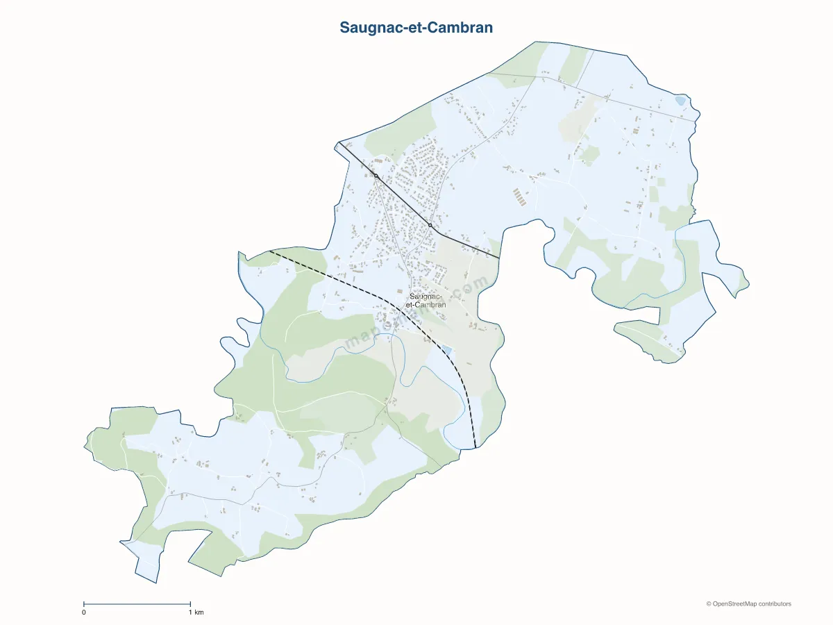 Carte de Saugnac-et-Cambran à personnaliser