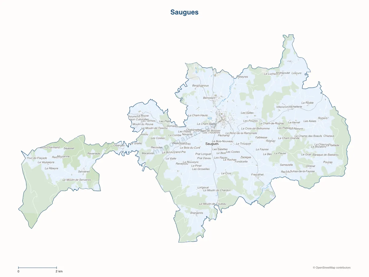 Carte de Saugues à personnaliser