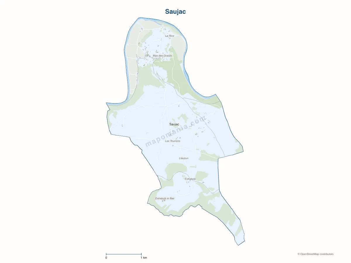 Carte de Saujac à personnaliser