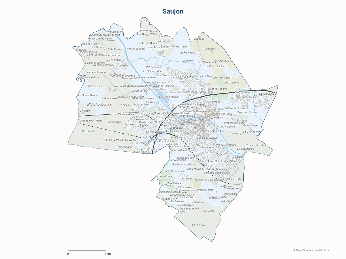 Carte de Saujon à personnaliser