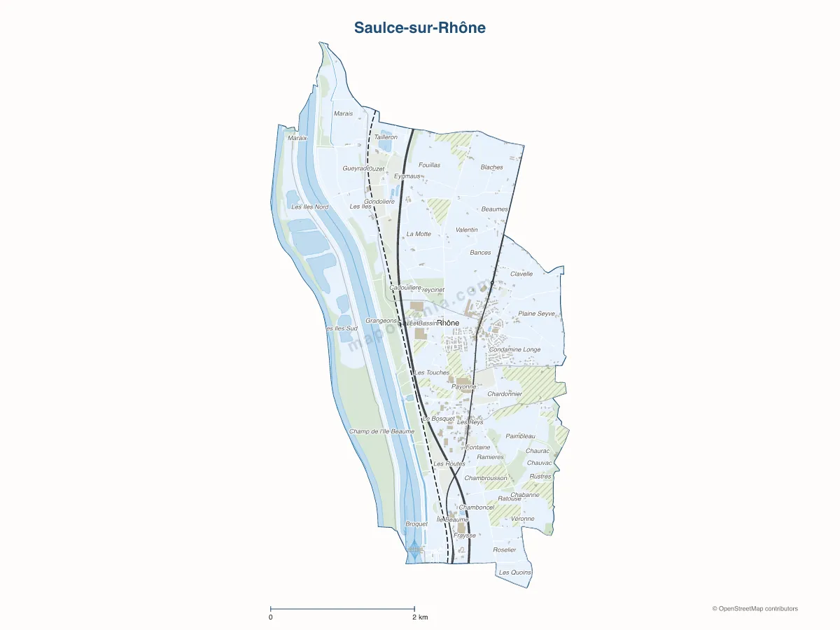 Carte de Saulce-sur-Rhône à personnaliser