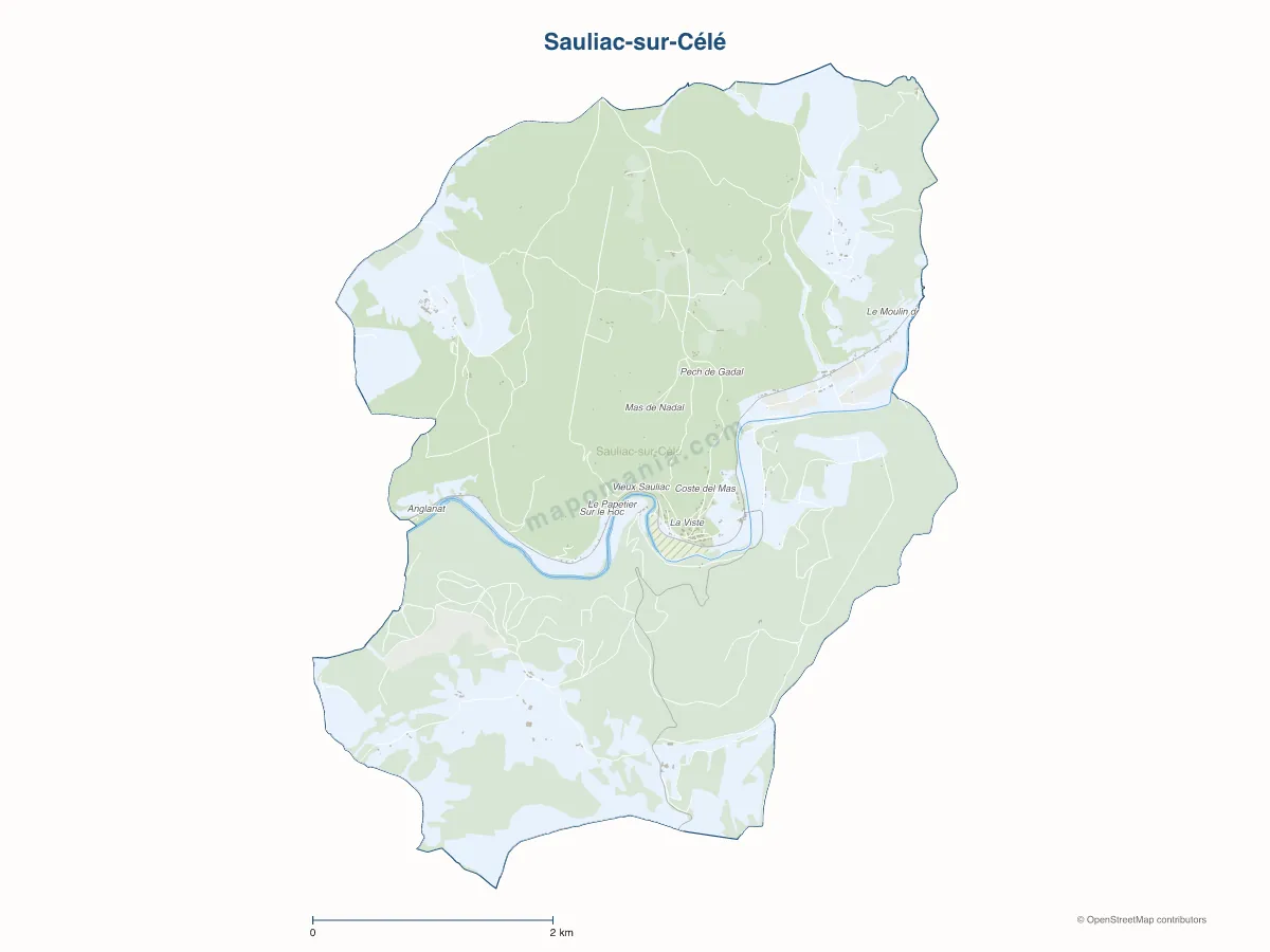 Carte de Sauliac-sur-Célé à personnaliser