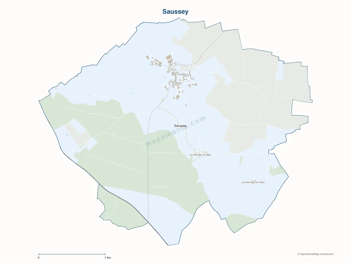 Carte de Saussey à personnaliser