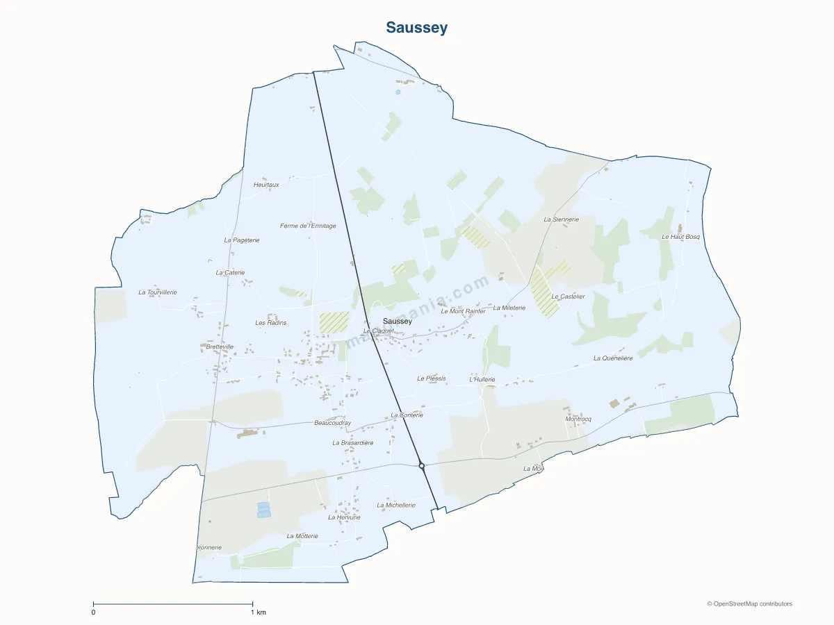 Carte de Saussey à personnaliser