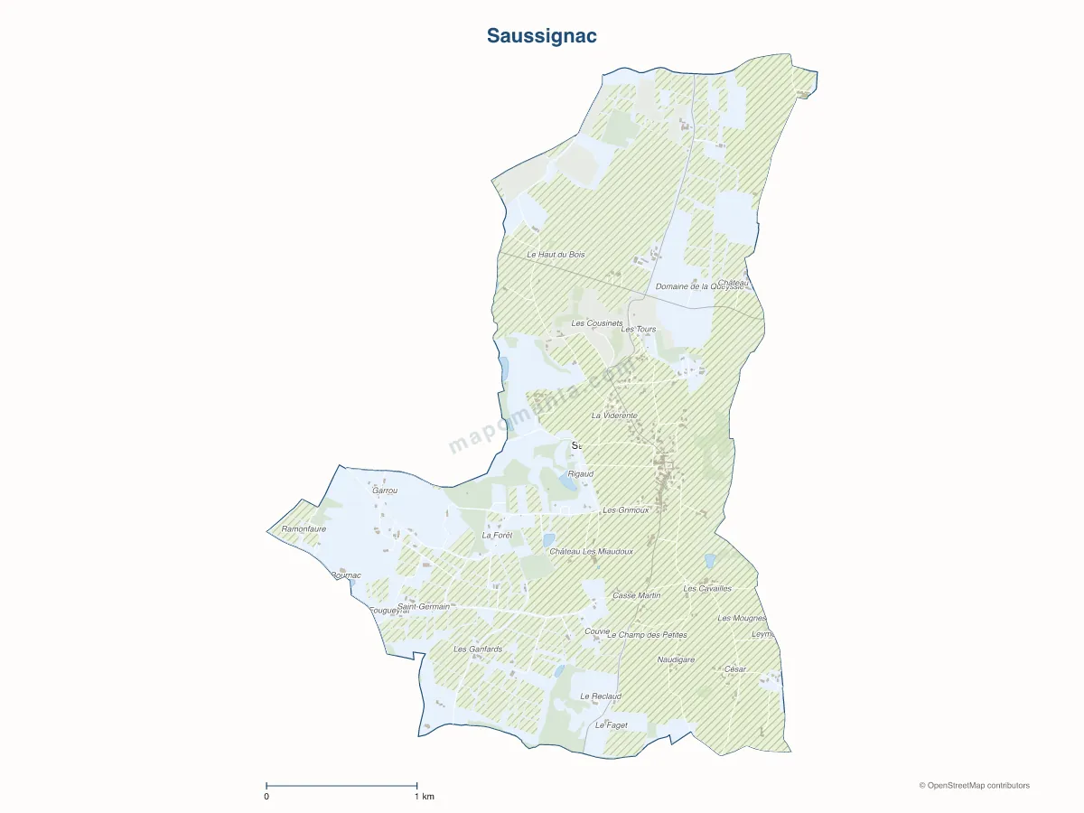 Carte de Saussignac à personnaliser