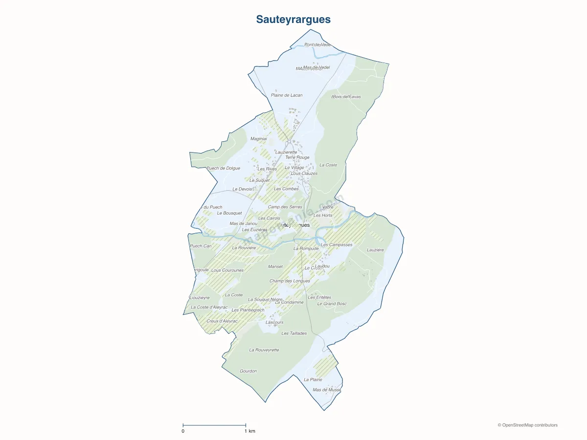 Carte de Sauteyrargues à personnaliser