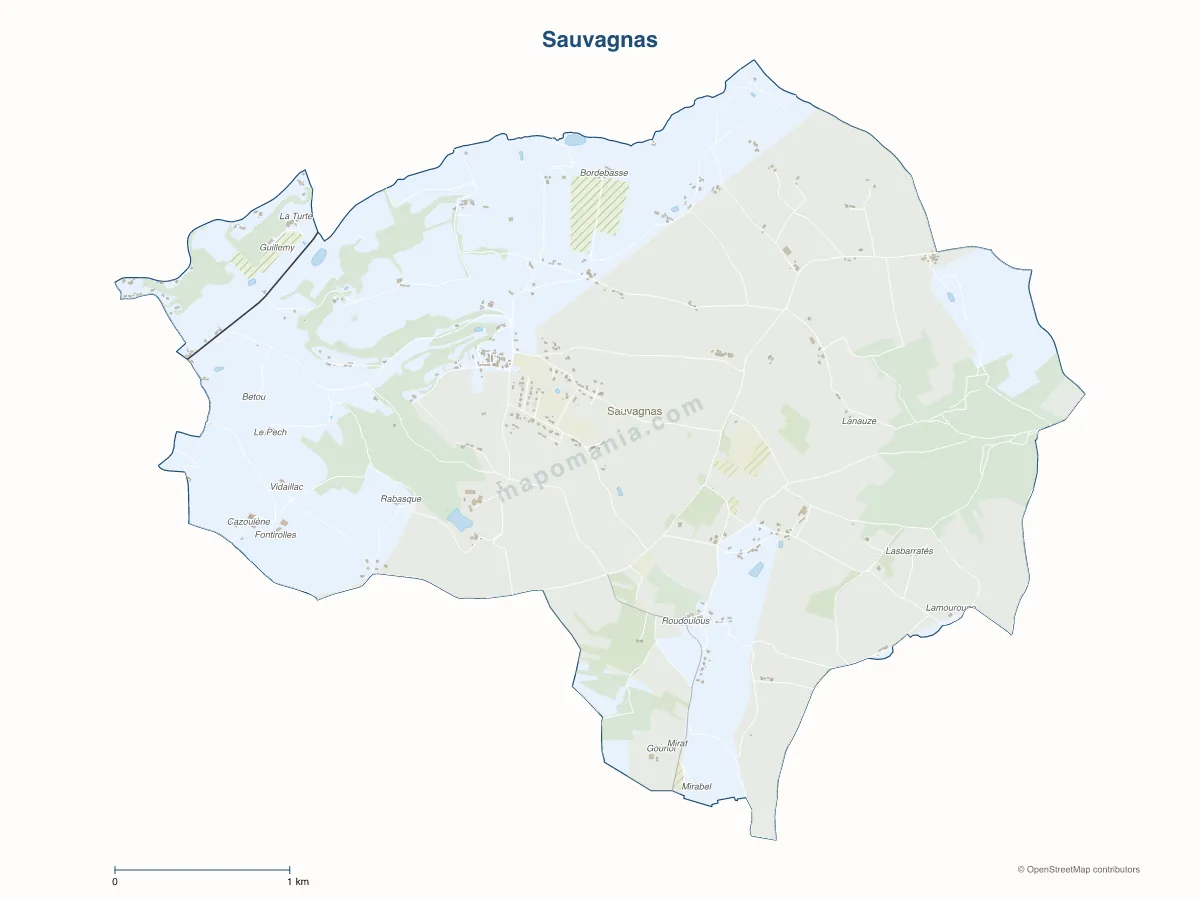 Carte de Sauvagnas à personnaliser