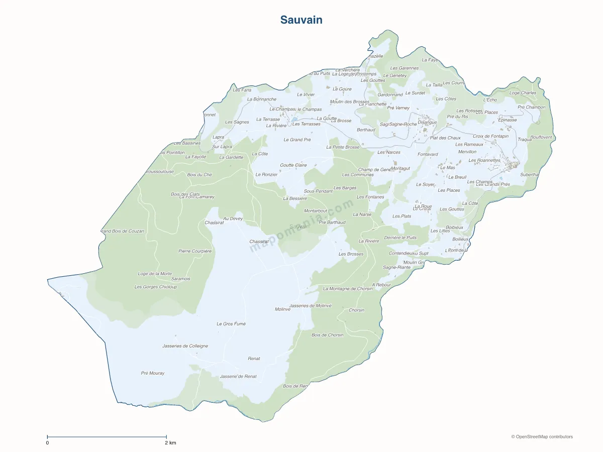 Carte de Sauvain à personnaliser
