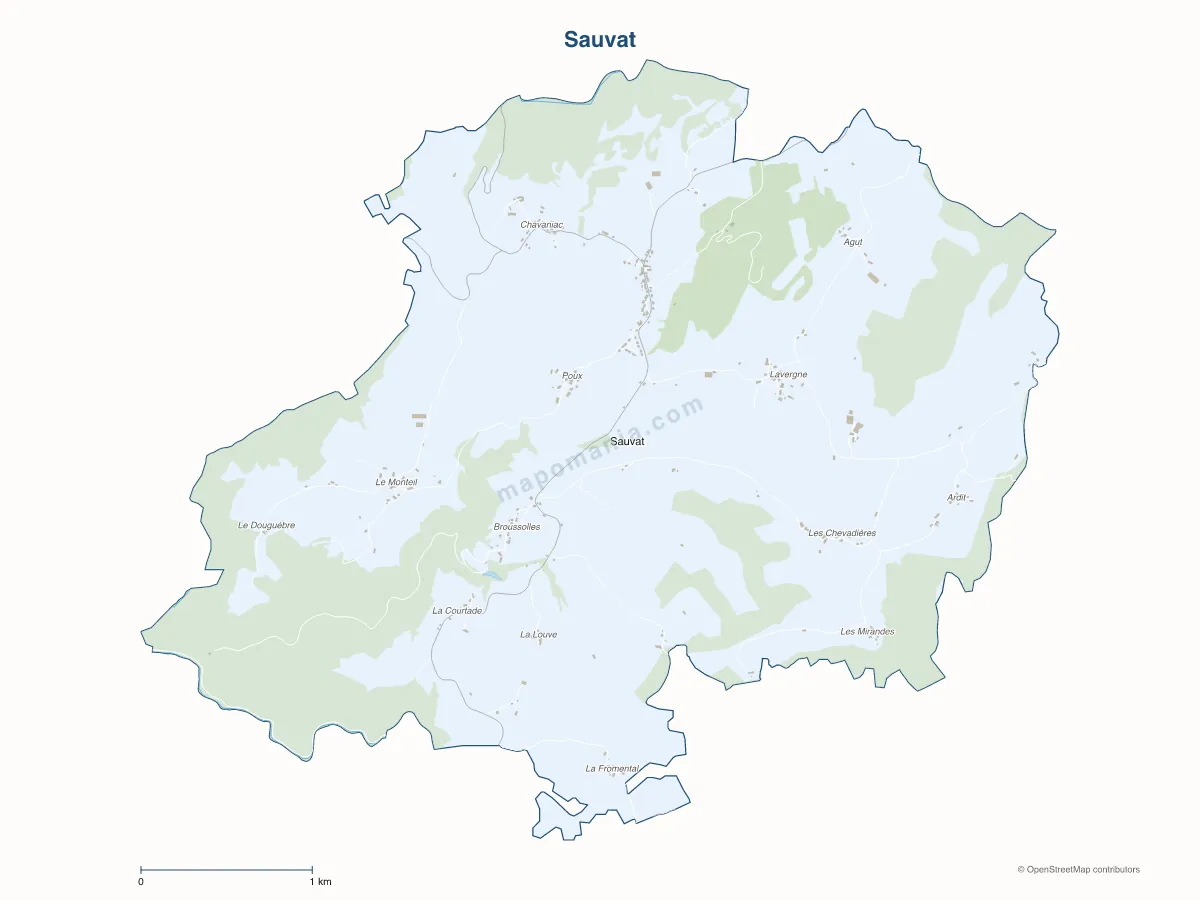Carte de Sauvat à personnaliser