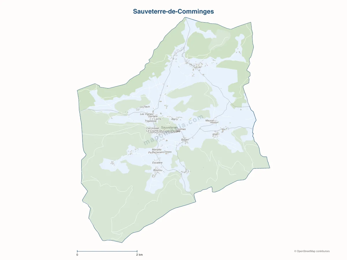 Carte de Sauveterre-de-Comminges à personnaliser