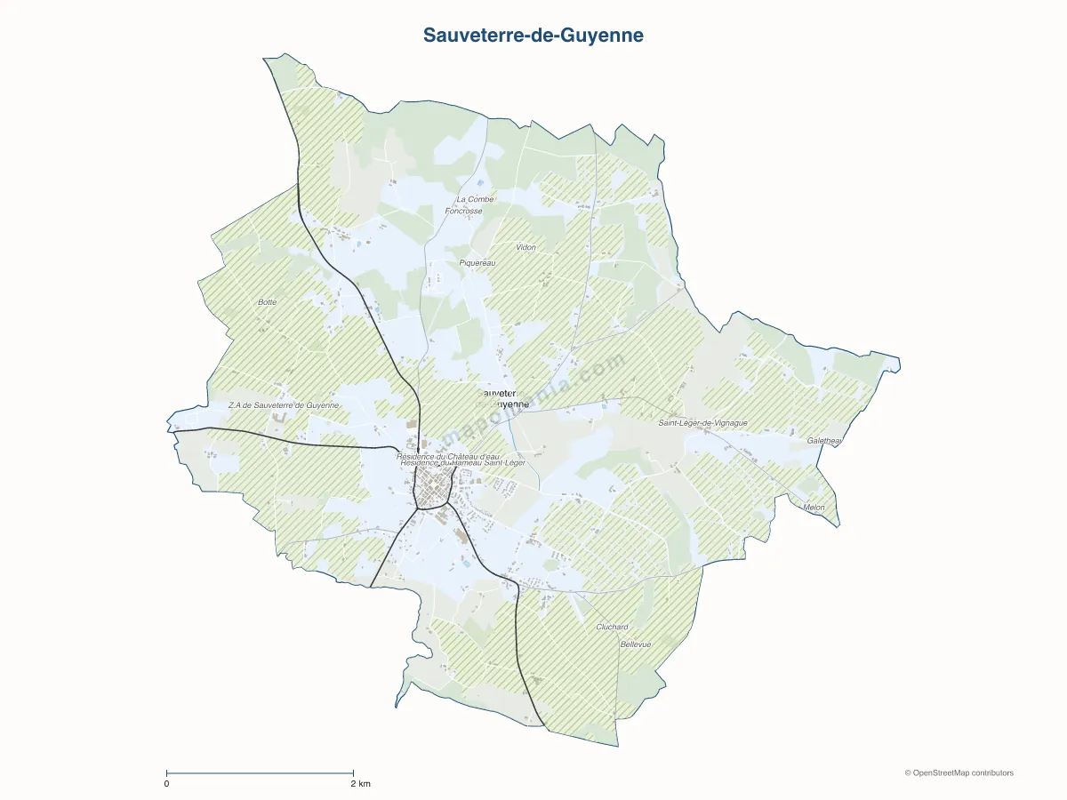 Carte de Sauveterre-de-Guyenne à personnaliser