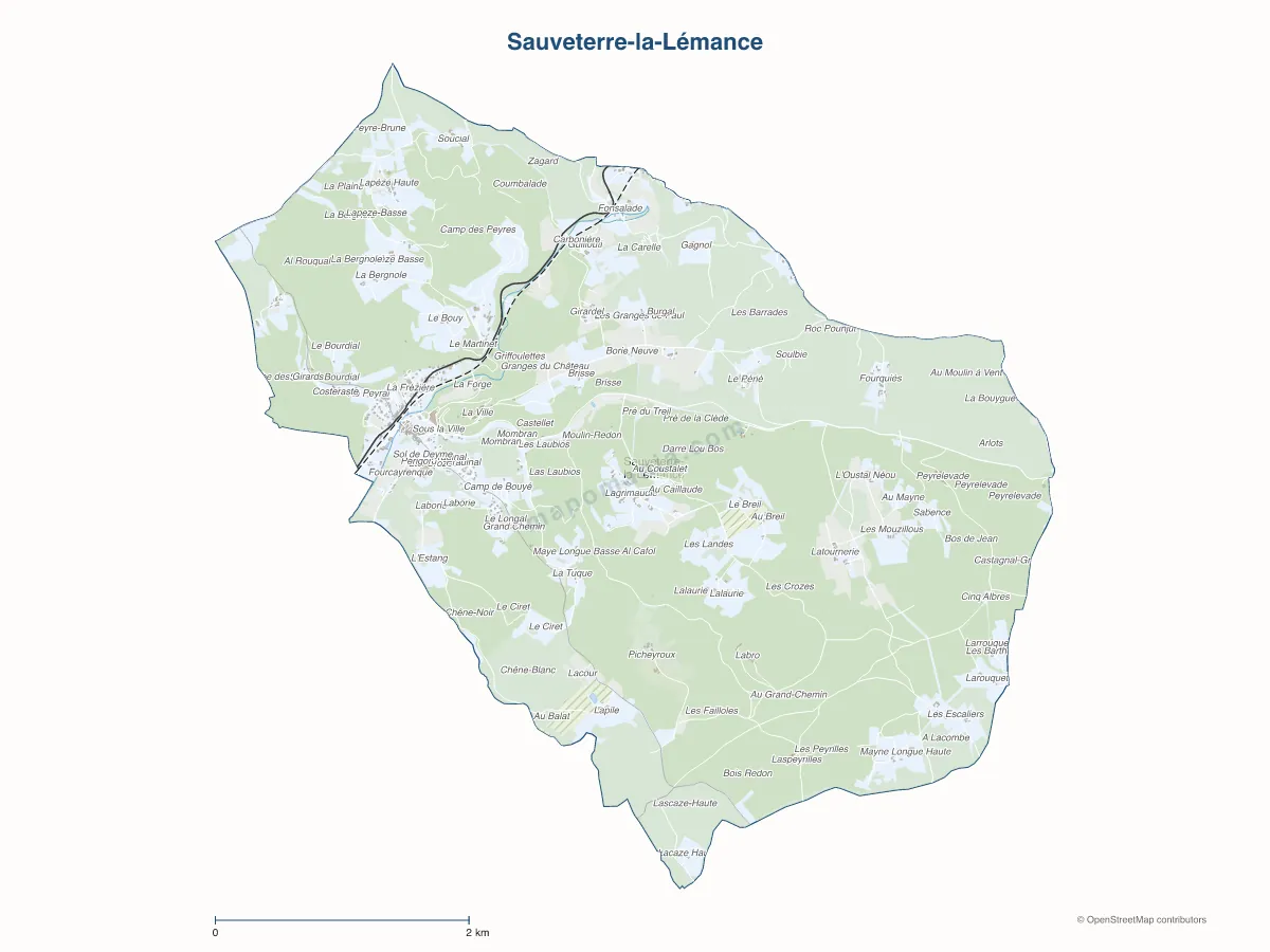 Carte de Sauveterre-la-Lémance à personnaliser