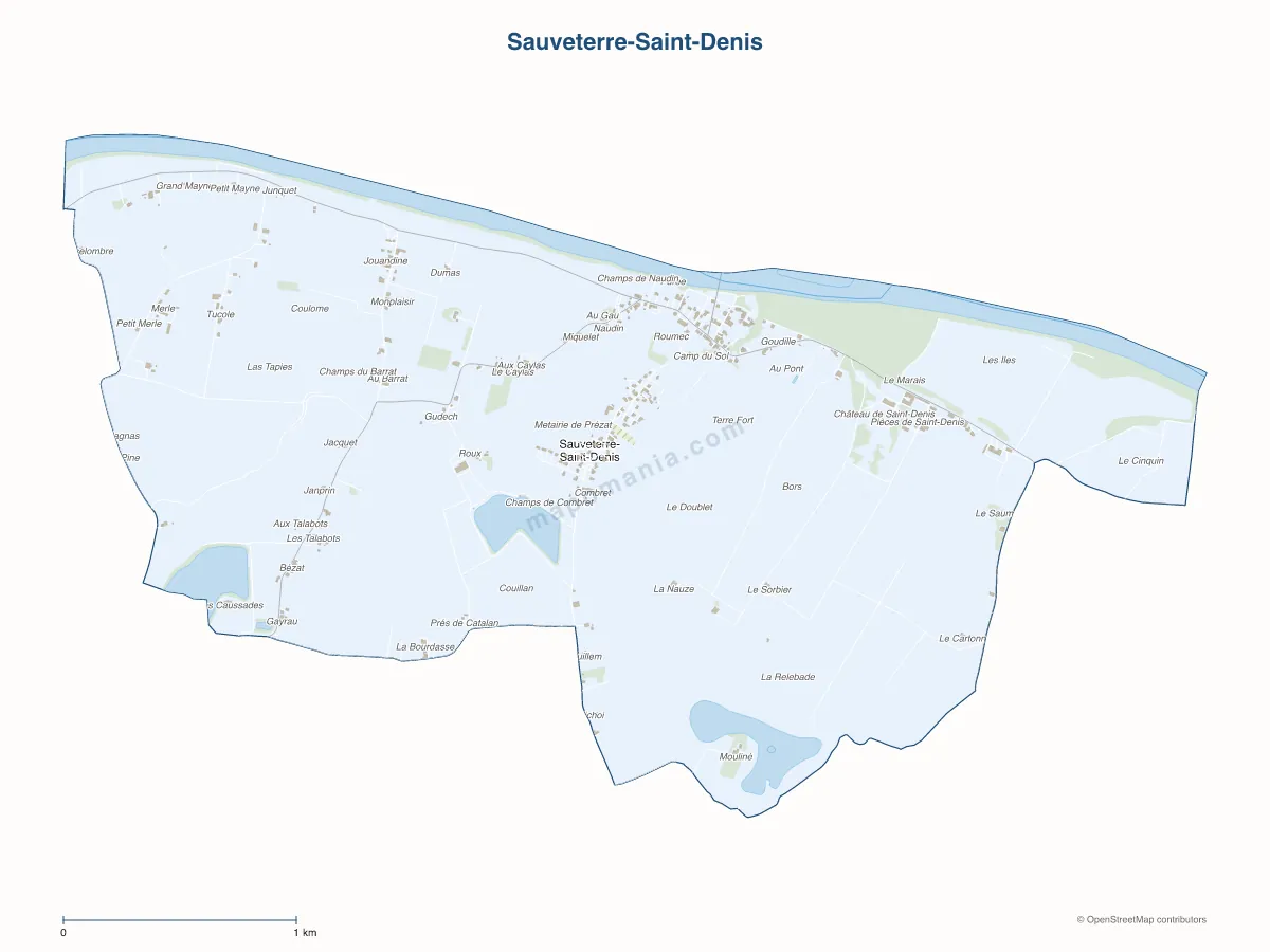 Carte de Sauveterre-Saint-Denis à personnaliser