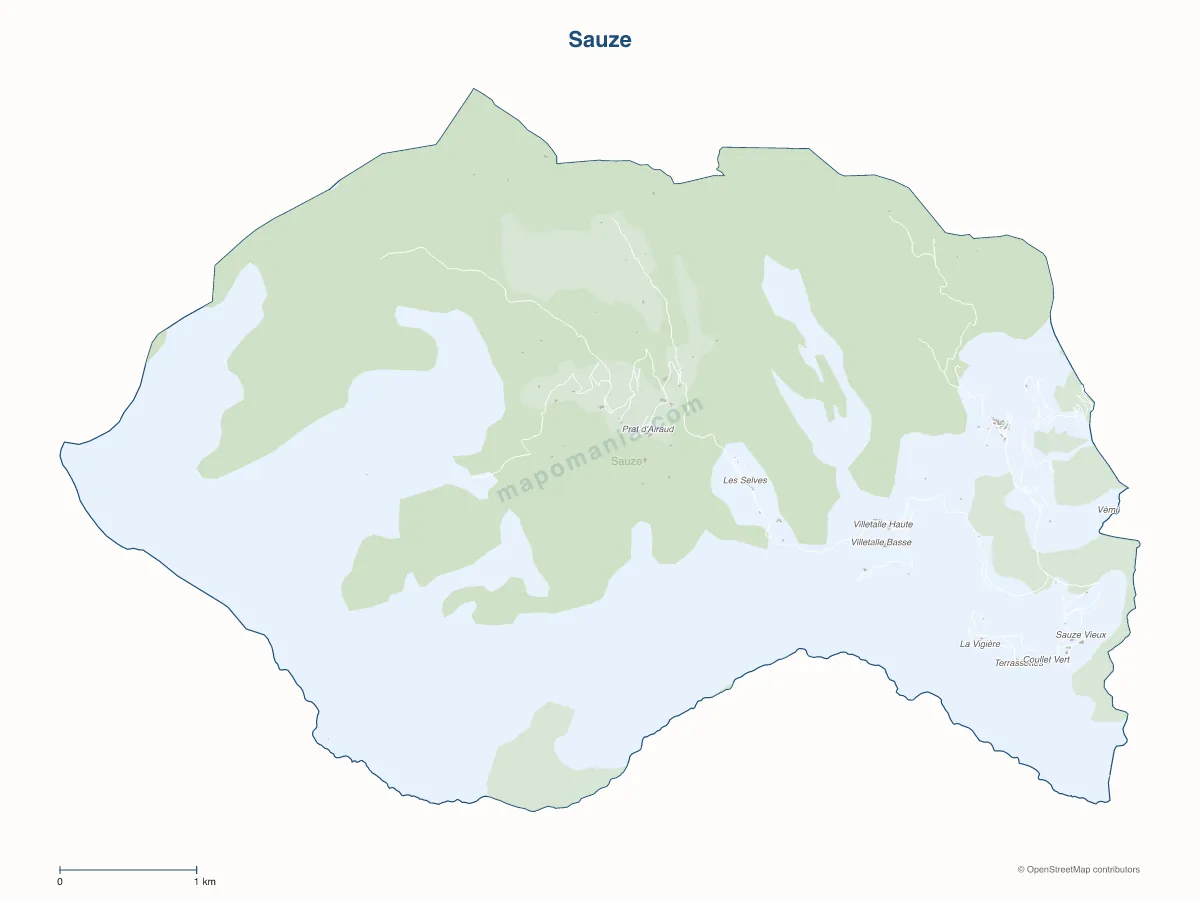 Carte de Sauze à personnaliser