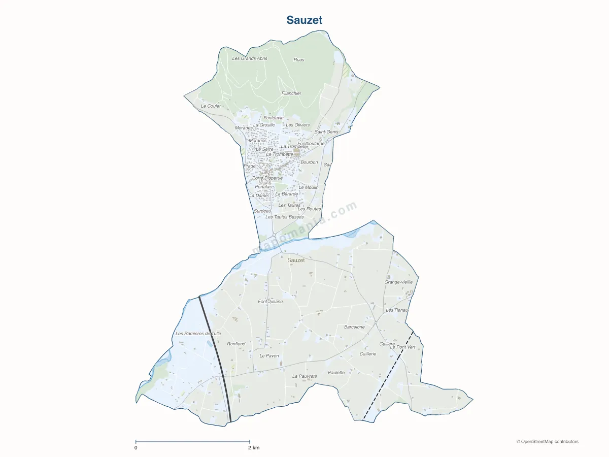 Carte de Sauzet à personnaliser