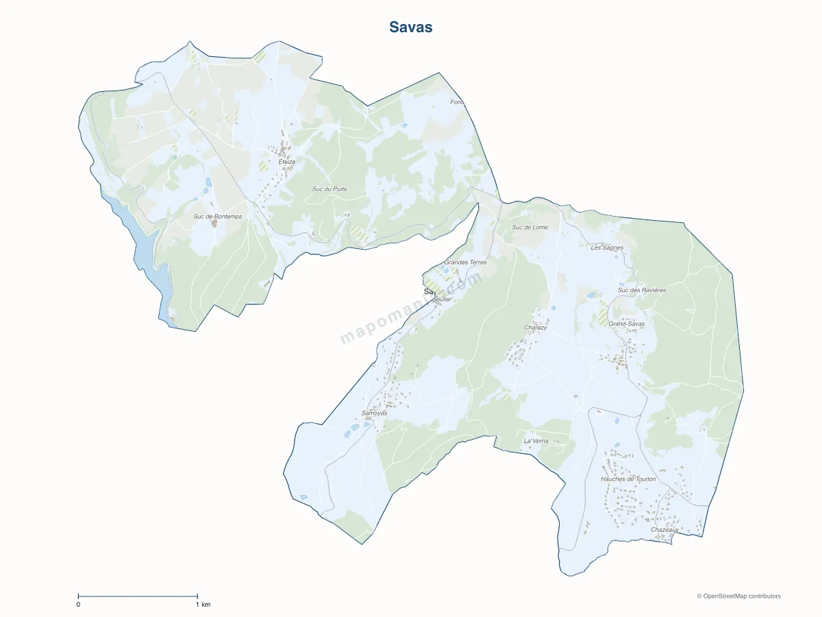 Carte de Savas à personnaliser