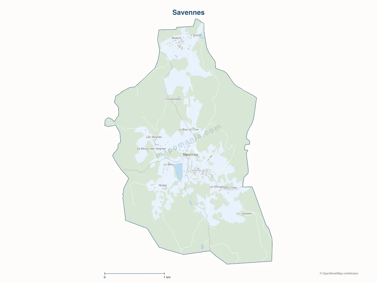 Carte de Savennes à personnaliser