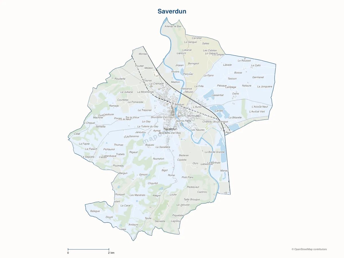 Carte de Saverdun à personnaliser