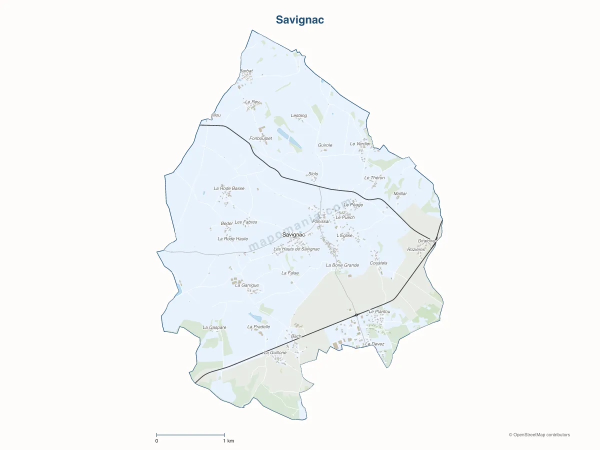Carte de Savignac à personnaliser