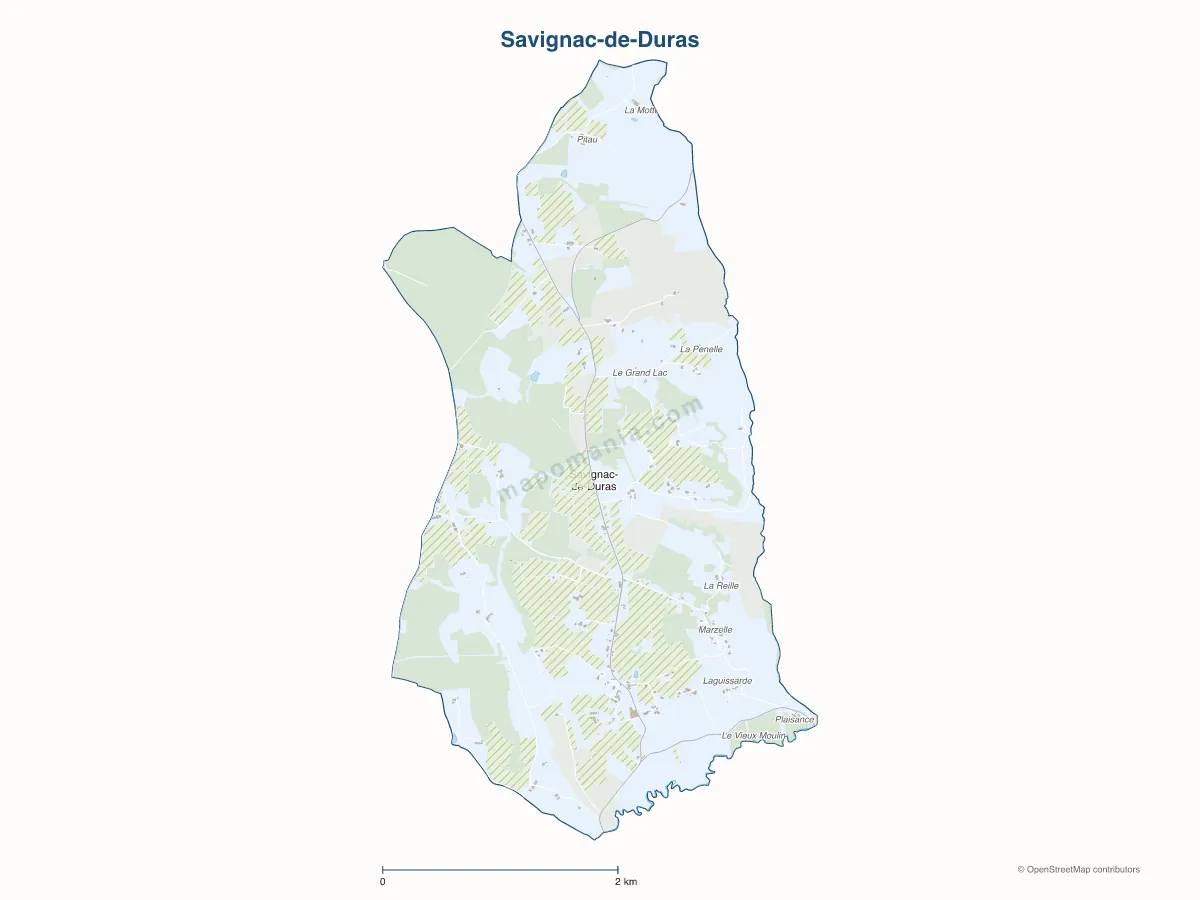 Carte de Savignac-de-Duras à personnaliser