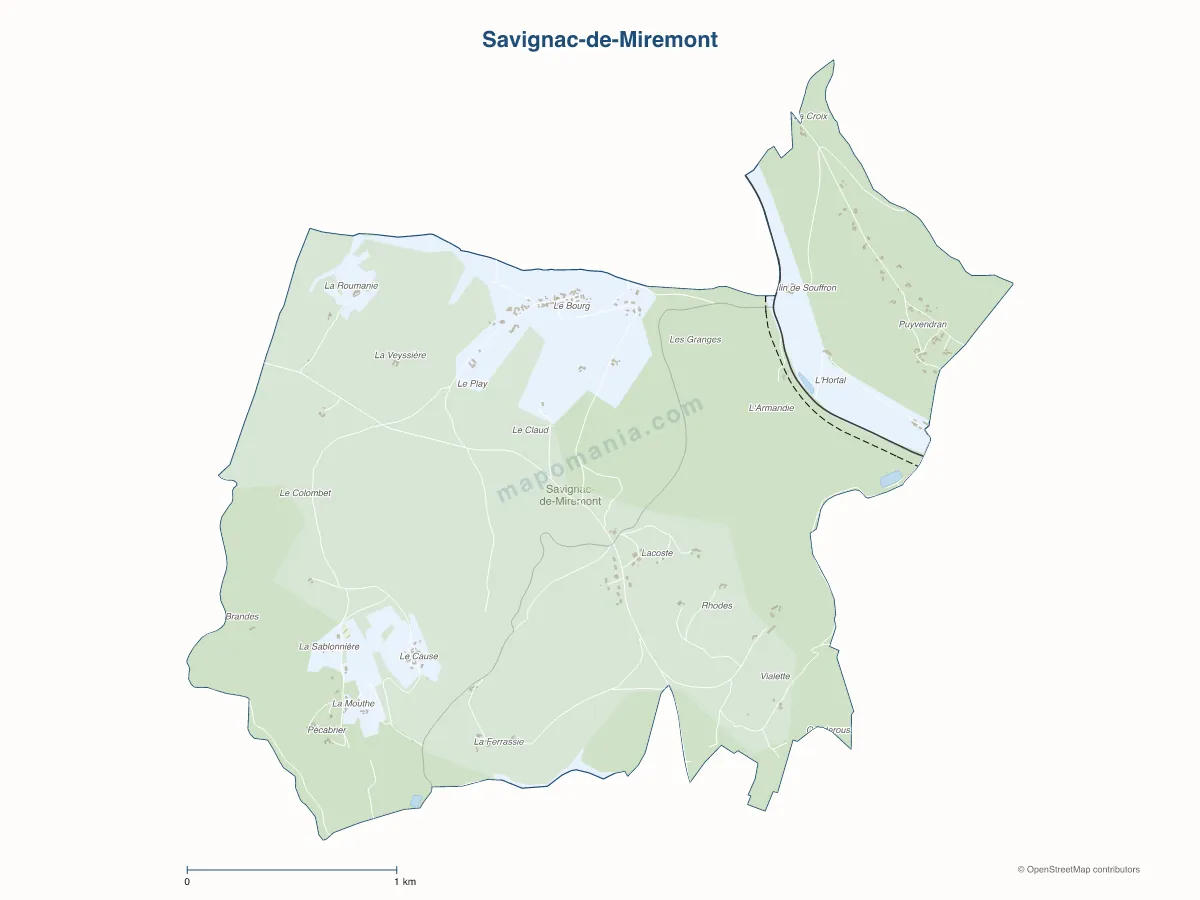 Carte de Savignac-de-Miremont à personnaliser