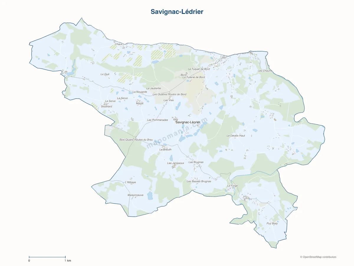 Carte de Savignac-Lédrier à personnaliser