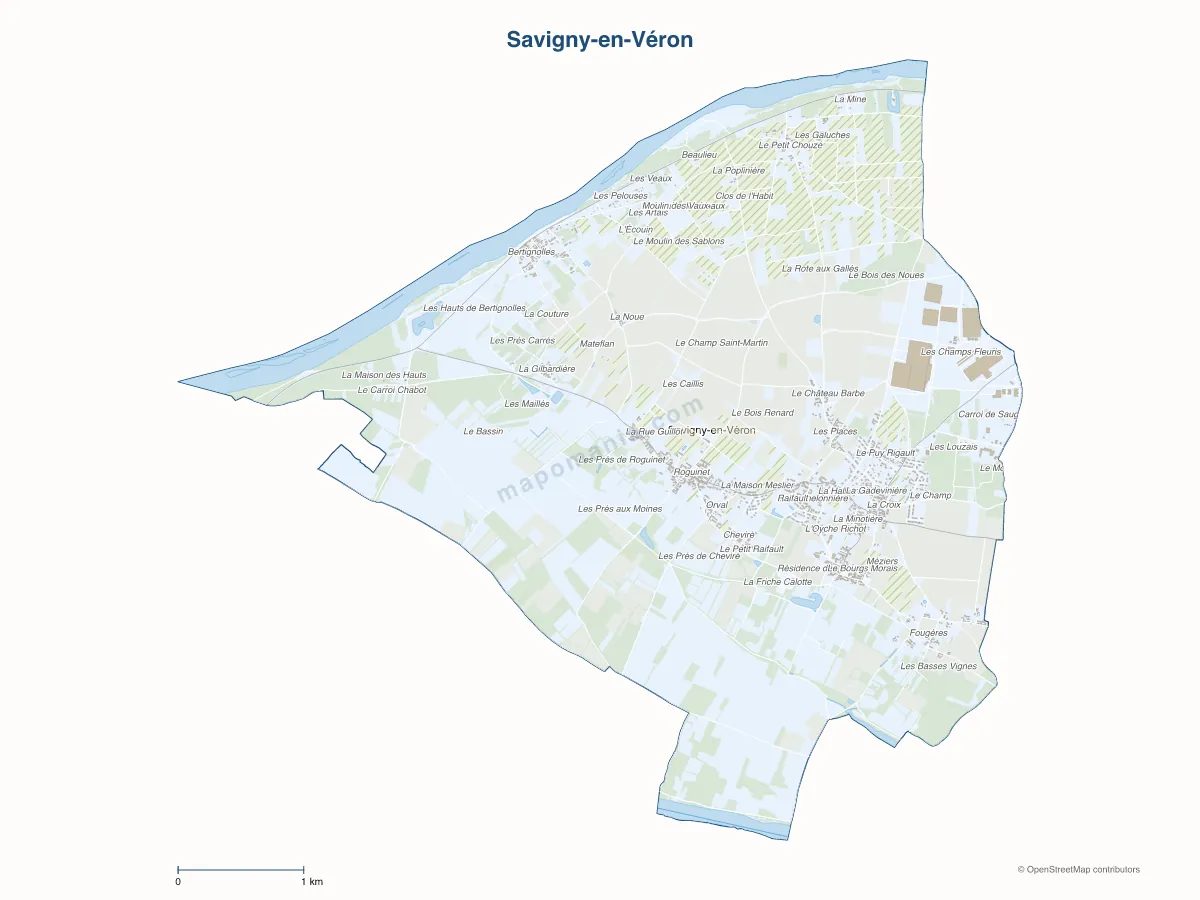 Carte de Savigny-en-Véron à personnaliser
