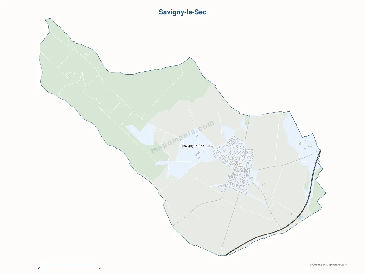Carte de Savigny-le-Sec à personnaliser