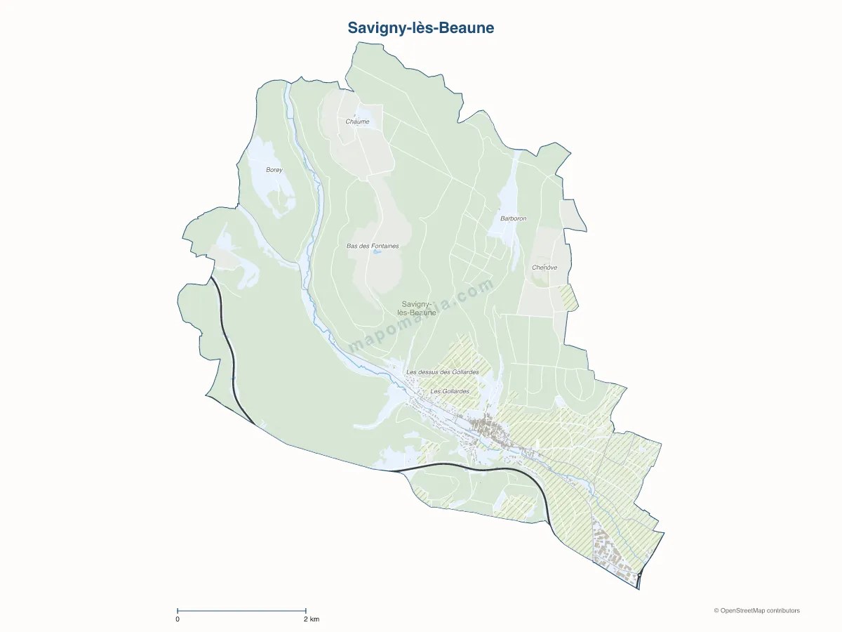 Carte de Savigny-lès-Beaune à personnaliser