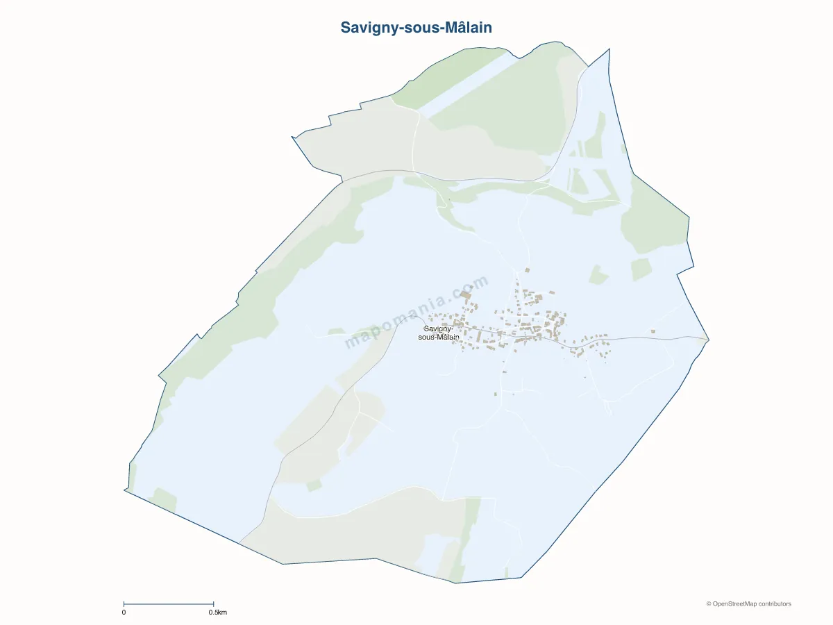 Carte de Savigny-sous-Mâlain à personnaliser