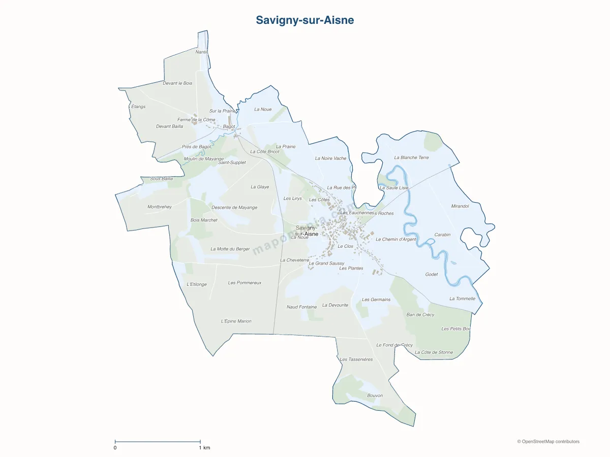 Carte de Savigny-sur-Aisne à personnaliser
