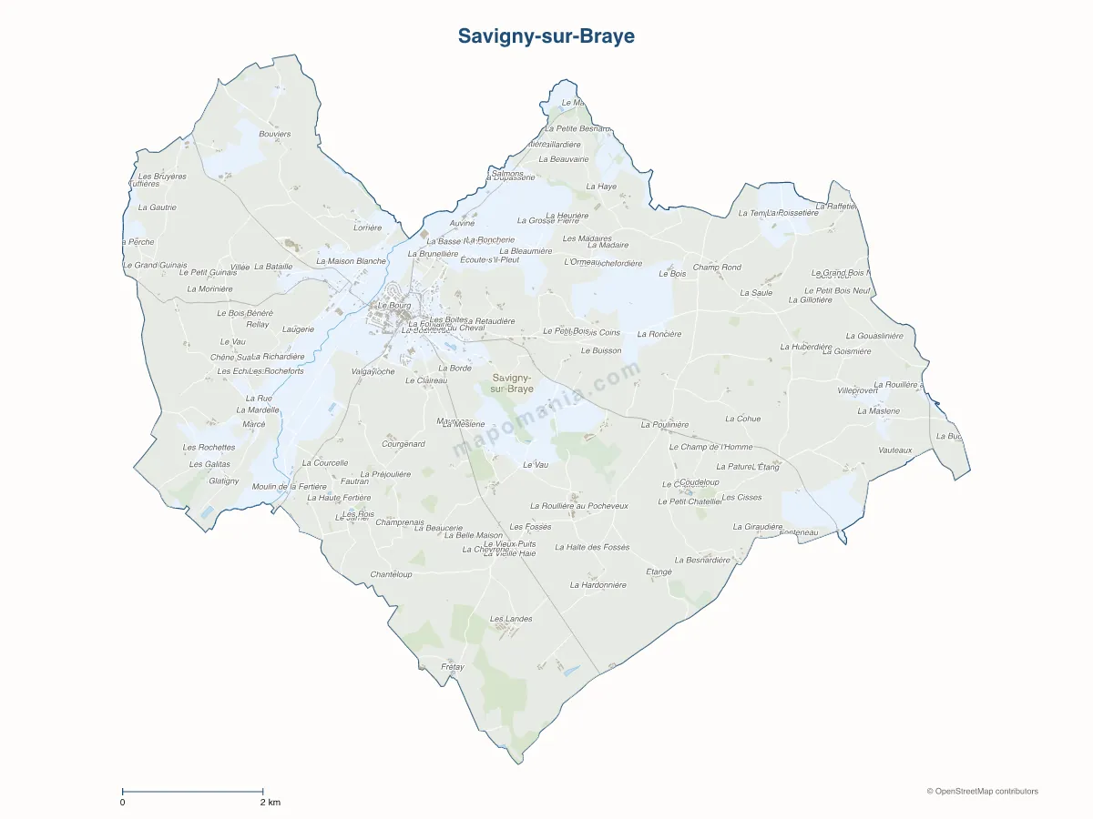 Carte de Savigny-sur-Braye à personnaliser